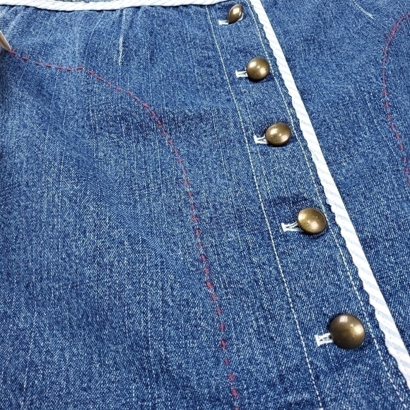 New Etcetera Blue Jean Denim Candy Cane Button Front Size 8 - Picture 11 of 13